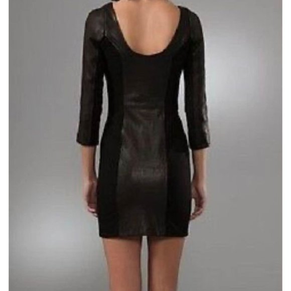 Diane von Furstenberg DVF black jersey leather dress - Picture 3 of 8